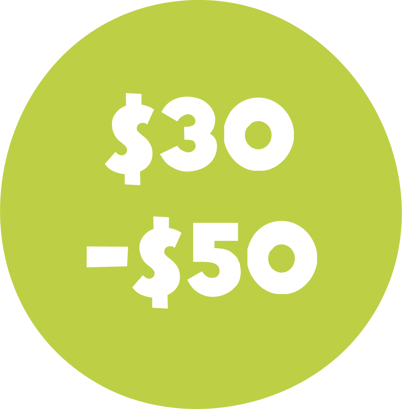 $30 - $50